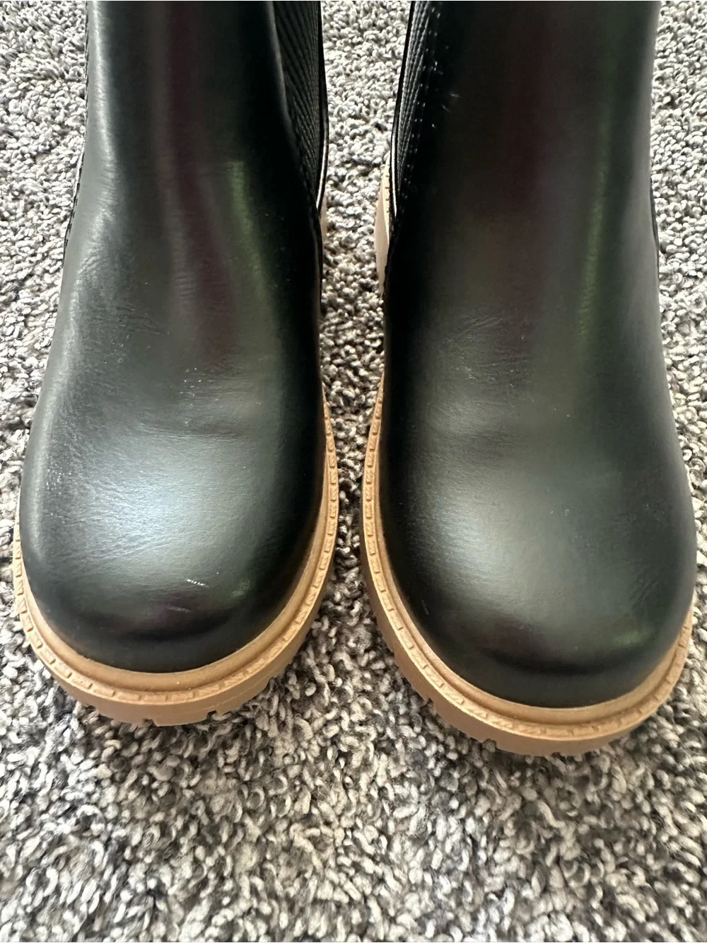 Old Navy Girls Black Chelsea Boots with Tan Lug Sole Size 10 Toddler